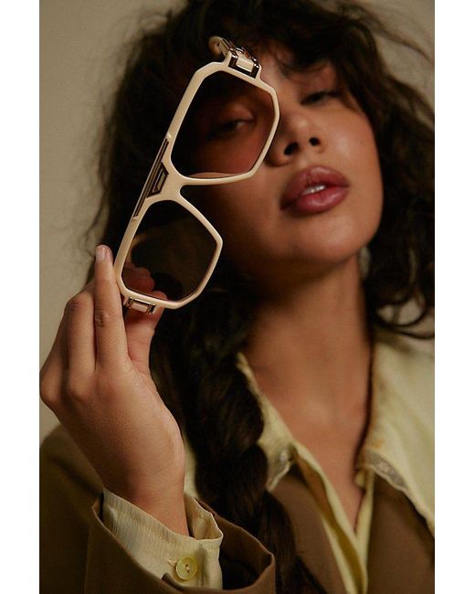 Free People Natural Corfu Oversized Aviator Sunglasses