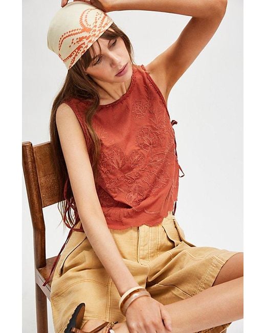 Free People Red Faded Gardens Tank Top