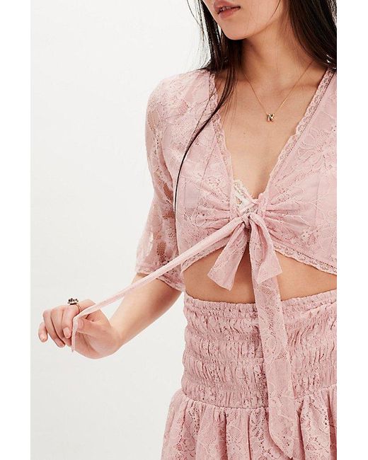 Free People Natural Lala Lace Mini Dress