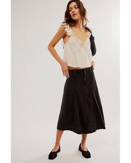 Free People Rockaway Midi Skirt At In Black, Size: Us 0