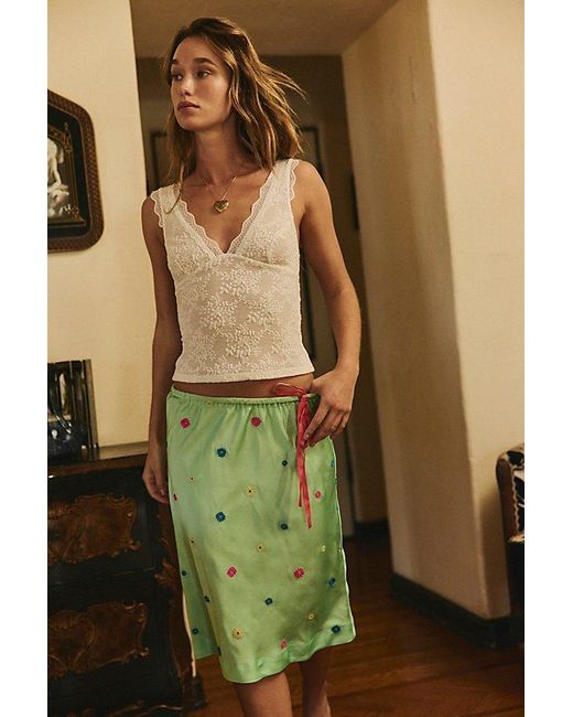 Free People Green Flower Hour Half Slip By