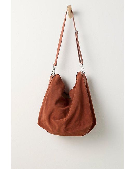 Free People Brown Suzie Suede Slouchy Tote Bag