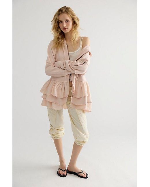 Free People Natural Piece Of Cake Zip-Up Cardi