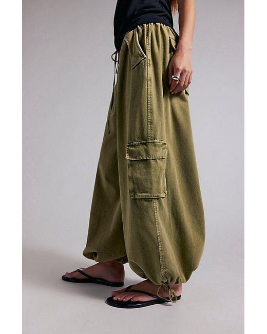Free People Green Bobbi Pull-On Cargo Trousers