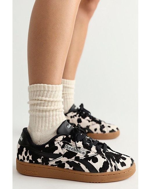 Reebok Black Club C Grounds Animal Print Sneakers