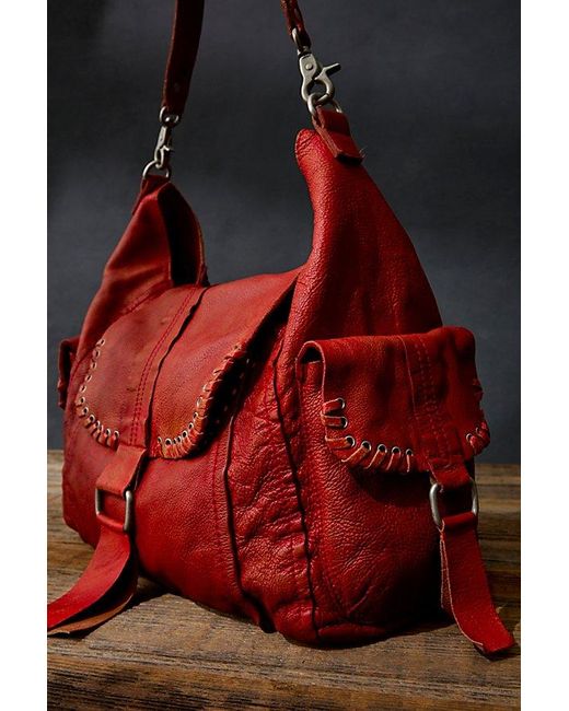 Free People Red We The Free Leigh Distressed Tote