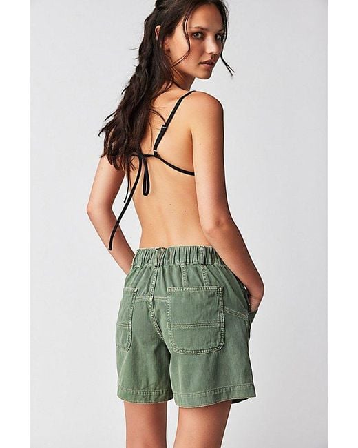 Free People Green Second Chances Pull-on Shorts At Free People In Army, Size: Xs