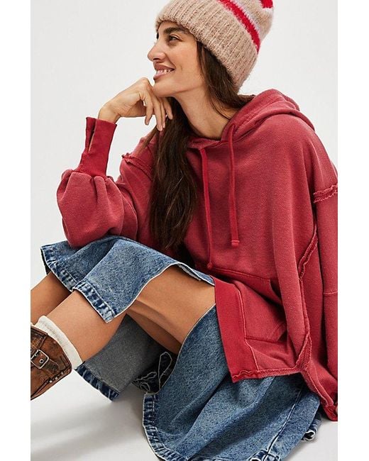 Free People Red We The Free Camden Hoodie Pullover