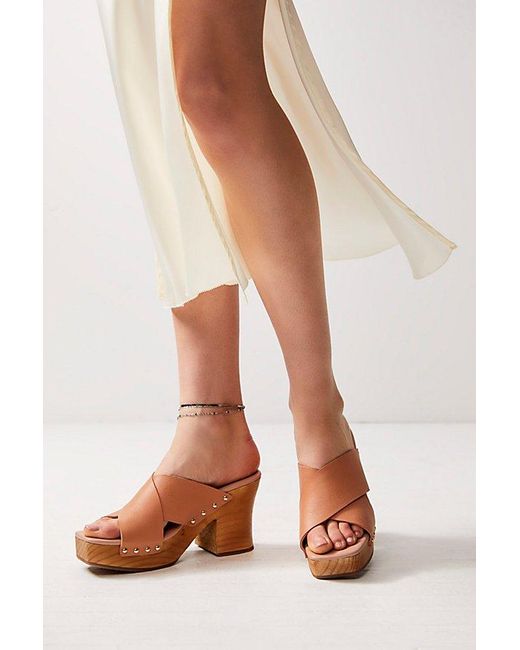 Free People Natural Mallory Criss Cross Clogs