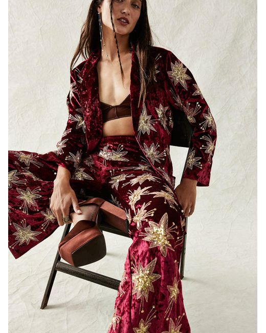 Free People Red Lenni Chromatic Suit