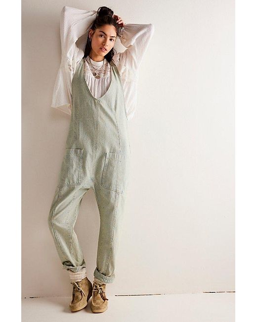 Free People Natural We The Free High Roller Railroad Jumpsuit