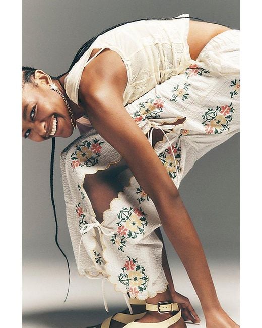 Free People White Spring Breeze Tie Pants