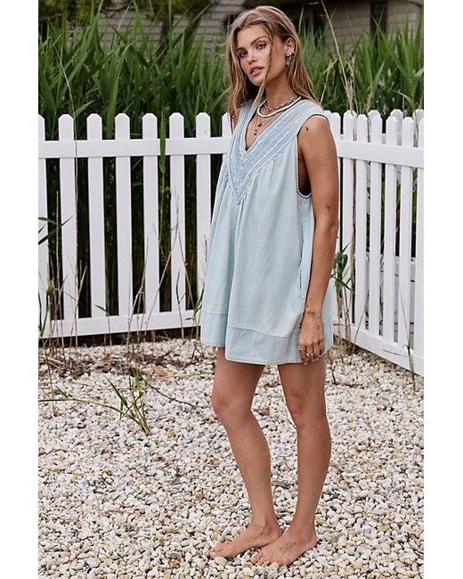 Free People Multicolor Preston Pleated Denim Mini Dress