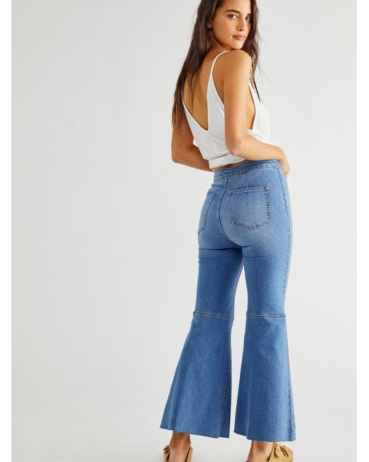 Free People Denim Youthquake Crop Flare Jeans in Blue | Lyst
