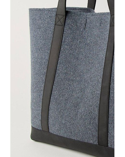 L.L. Bean Black L. L.Bean Leather Trim Wool Tote