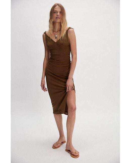Free People Green Long Live Mesh Midi Slip