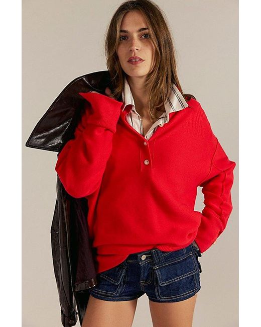 Free People Red Dreamboat Henley