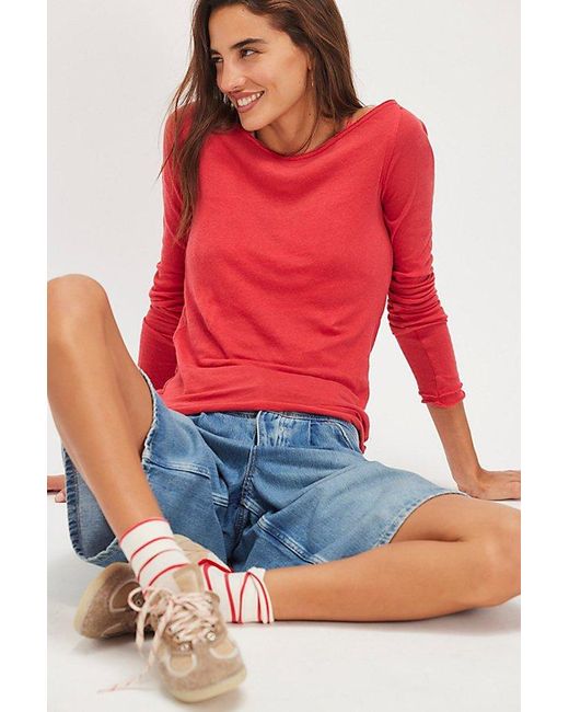 Free People Red Most Loved Long Sleeve