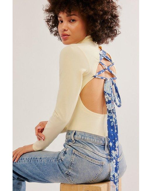Free People Blue Straps In The Back Bodysuit
