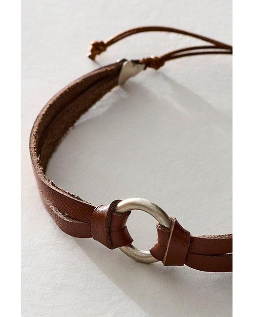 Free People Metallic County Lines Leather Bracelet