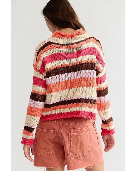 Free People Red Opal Rollneck Knit Stripe Jumper