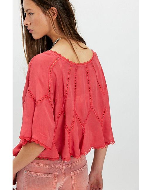 Free People Red Michelle Blouse