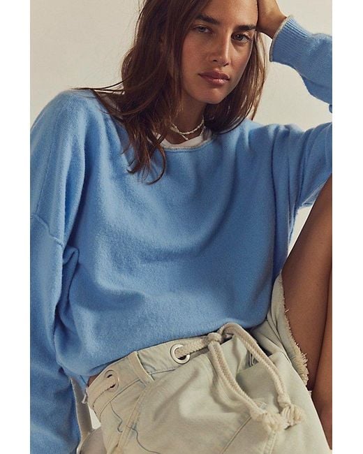 Free People Blue See Me Softspun Pullover