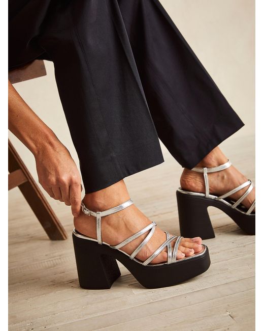 Free People Zoe Strappy Platform Sandals in Silver Metallic (Metallic) - Lyst