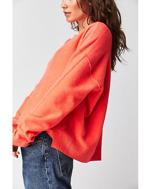 Free People Red Luna Pullover