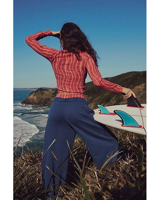 Rhythm Red Long-Sleeve Surf Crop
