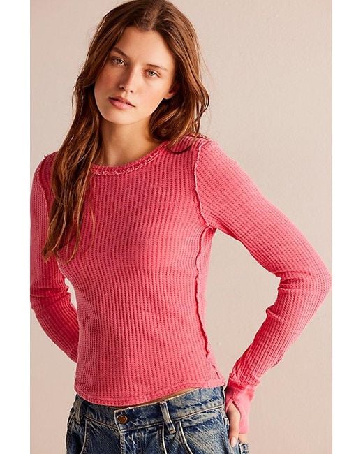 Free People Pink Roll With It Thermal At Free People In Camellia, Size: Xs