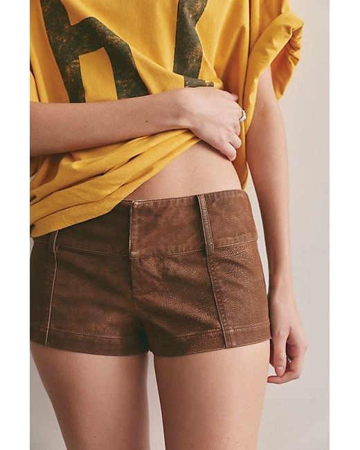 Free People Yellow Ana Suede Micro Shorts