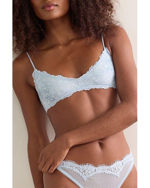 Intimately By Free People Brown Charlie Lace Printed Microfiber V-Neck Bralette By