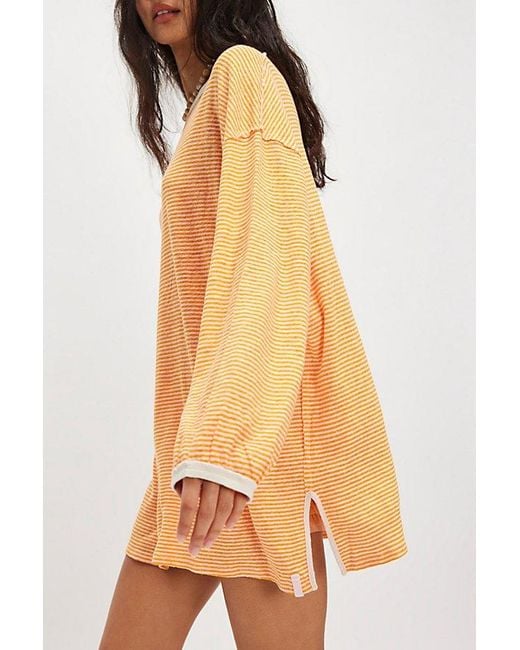 Free People Orange Veronica Striped Tee