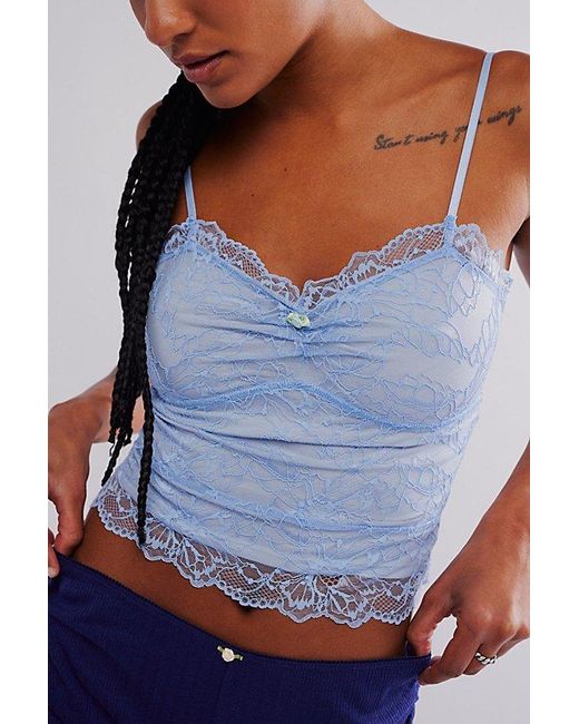 Free People Blue Lacey Essential Cami