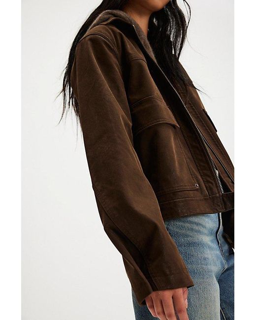 Free People Brown Blair Vegan Suede Jacket