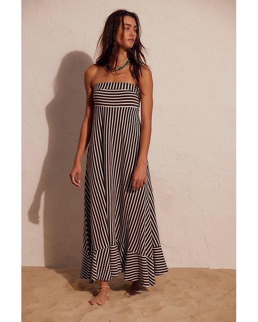 free-est Brown Sadie Striped Midi Dress By
