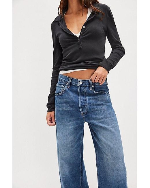 Citizens of Humanity Blue Ayla Raw Hem Crop Jeans