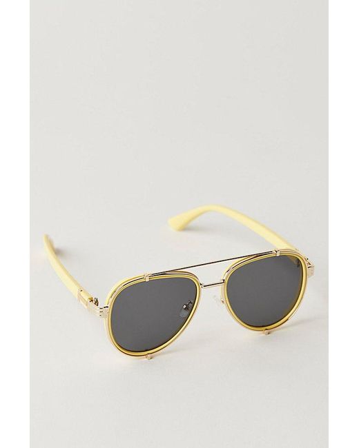 Free People Black Wesley Oversized Aviator Sunglasses
