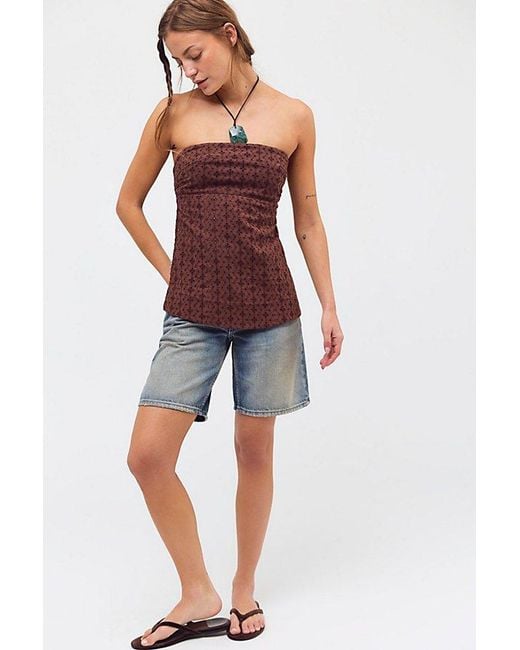 Free People Red Solara Eyelet Tube Top