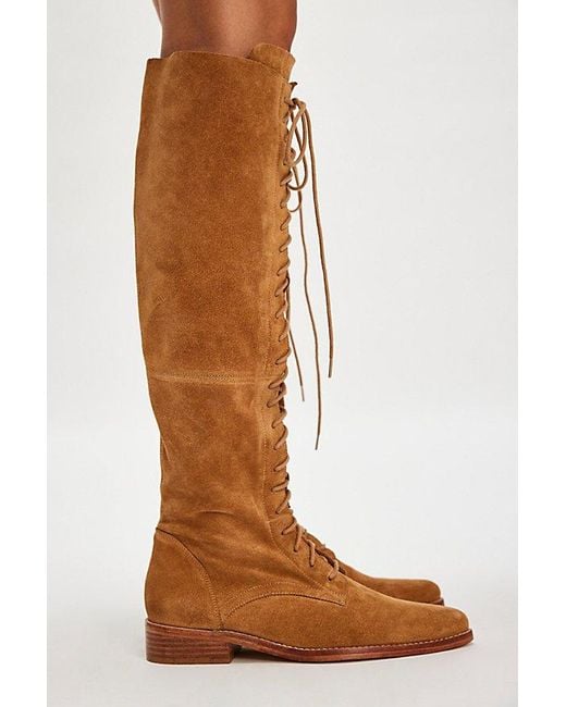 Free People Davey Over The Knee Lace Up Boots in Brown | Lyst UK