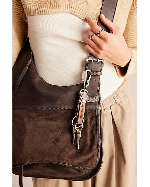 Free People Brown Clifton Leather Keychain At Free People In Desert Taupe