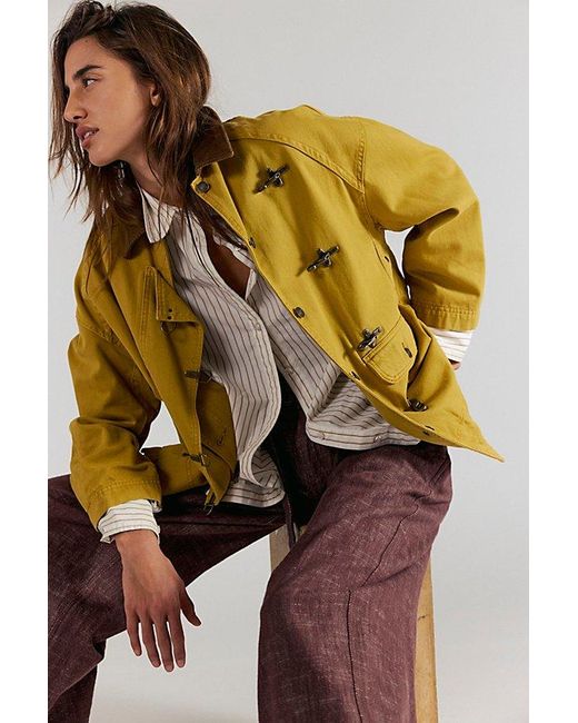 Free People Multicolor Denim Barn Coat Jacket