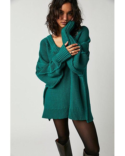 Free People Green Alli V-neck Sweater