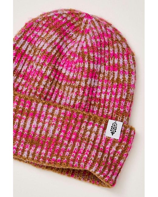 Fp Movement Red Spacedye Ribbed Cool Down Beanie