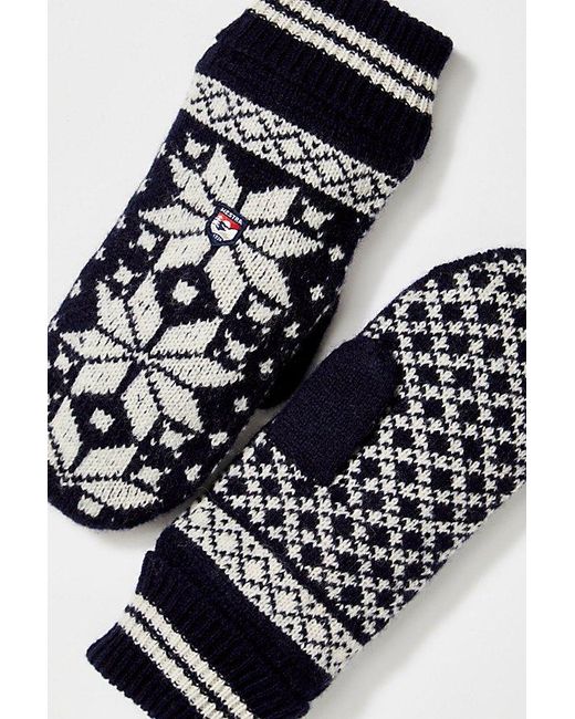 Hestra White Isvik Mittens At Free People In Navy, Size: Small