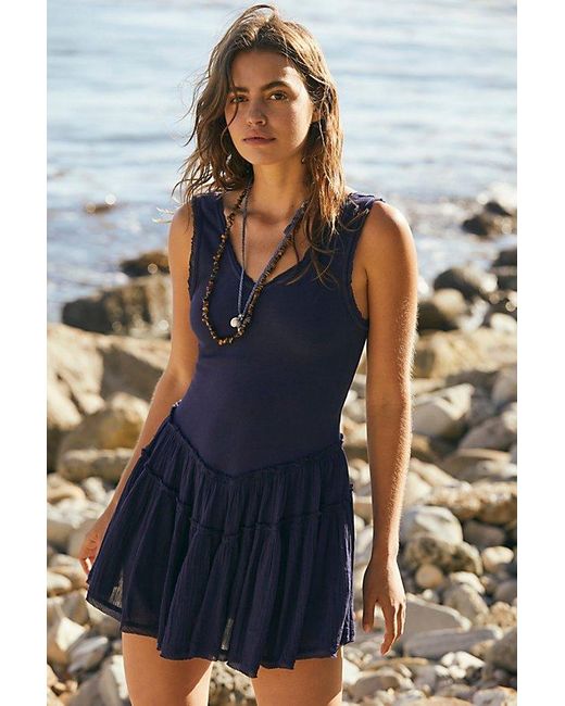 Free People Blue Izi Drop-Waist Mini