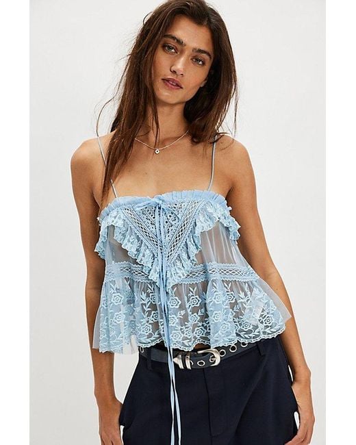 Free People Sofia Embroidered Tank Top in Blue | Lyst UK