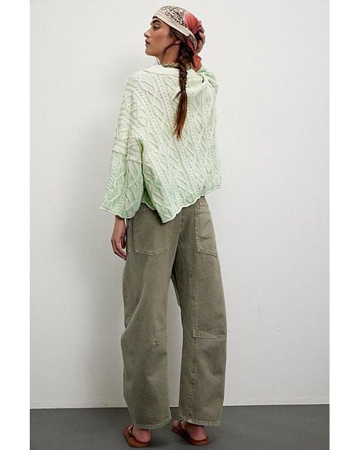 Free People Green We The Free Moxie Pull-on Barrel Jeans