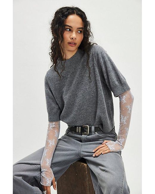 Free People Gray Solid Twilight Cashmere Turtleneck Sweater